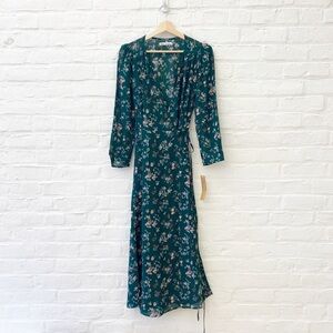 Reformation || Melba Georgette Midi Wrap Dress in Emilia Green Floral Medium NWT